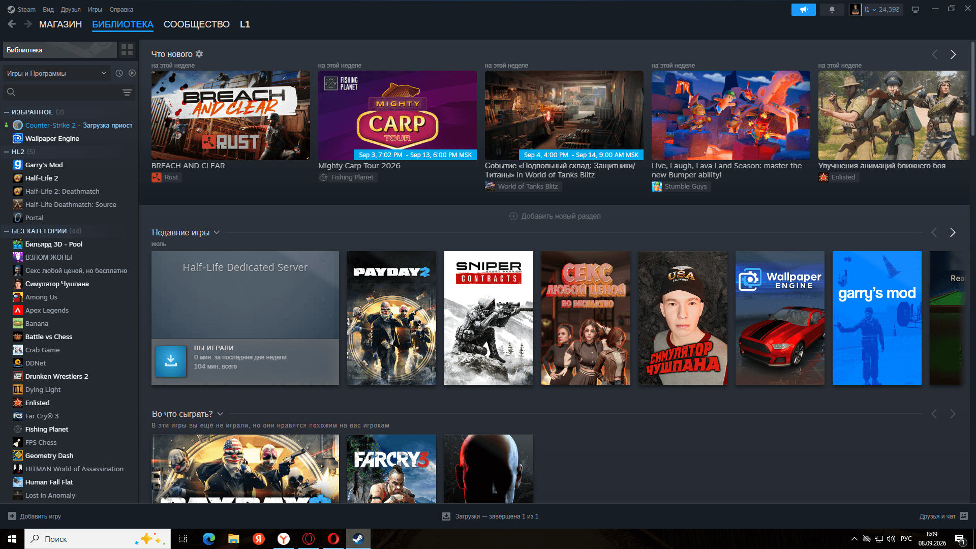 Steam аккаунт с играми (Rust,PayDay2,The Forest,Postal2,GarrysMod,Half-Life2,Portal,Wallpaper Engine,Dying Light,HITMAN,