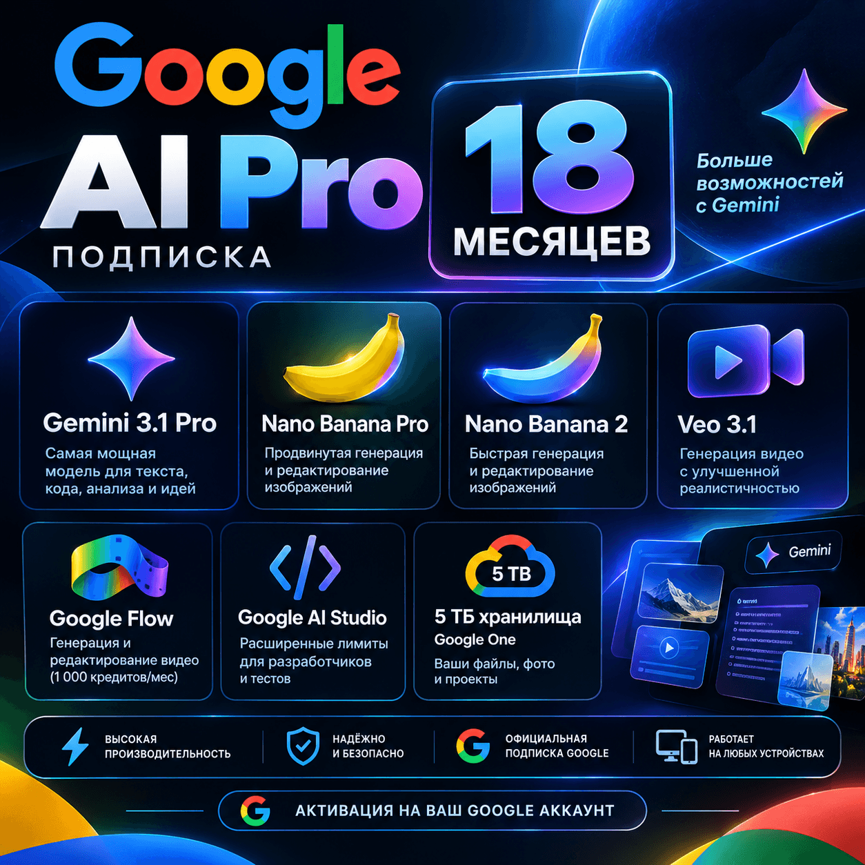 Google Ai Pro 18 Месяцев